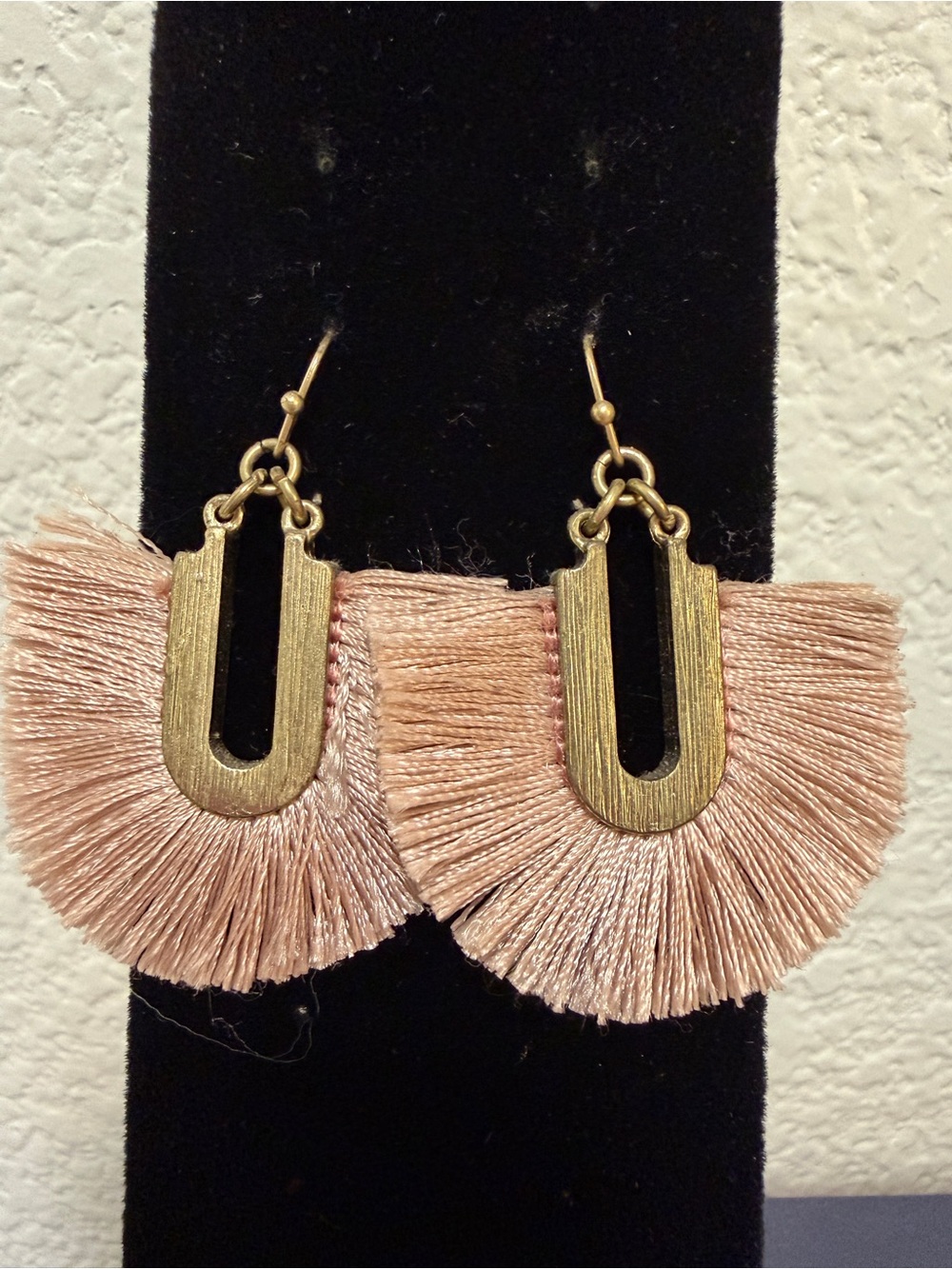 Park Lane Warrior Pink Fringe Fan Drop Earrings with Gold Accents